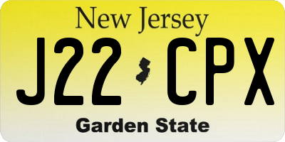 NJ license plate J22CPX