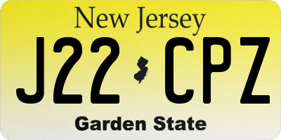 NJ license plate J22CPZ