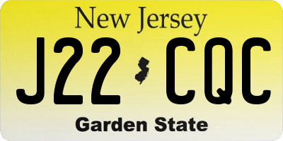 NJ license plate J22CQC