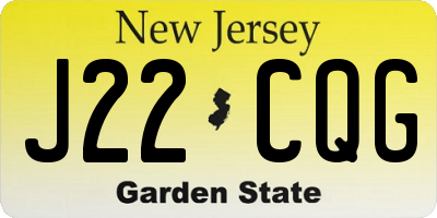 NJ license plate J22CQG