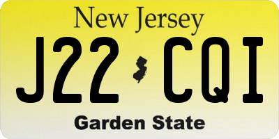 NJ license plate J22CQI