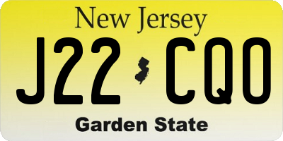 NJ license plate J22CQO