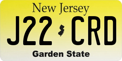 NJ license plate J22CRD