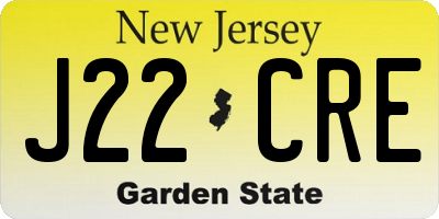 NJ license plate J22CRE