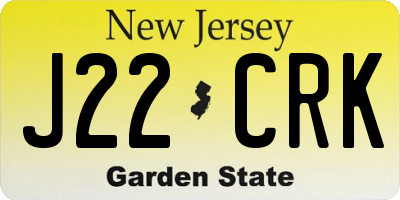 NJ license plate J22CRK