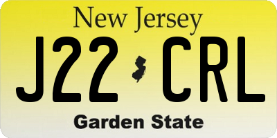 NJ license plate J22CRL