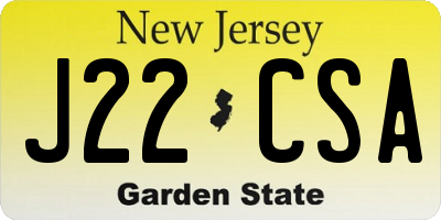 NJ license plate J22CSA