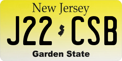 NJ license plate J22CSB
