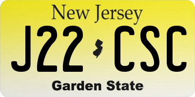 NJ license plate J22CSC