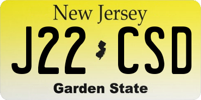 NJ license plate J22CSD