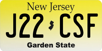 NJ license plate J22CSF