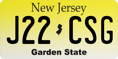 NJ license plate J22CSG