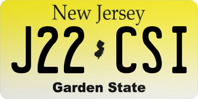 NJ license plate J22CSI