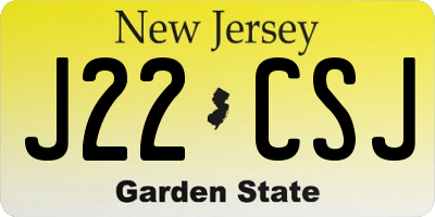 NJ license plate J22CSJ