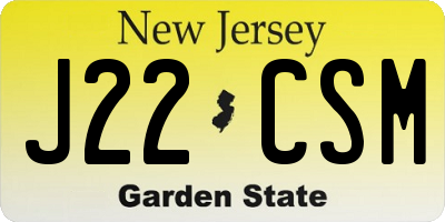 NJ license plate J22CSM