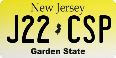 NJ license plate J22CSP