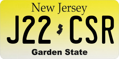 NJ license plate J22CSR