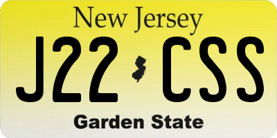 NJ license plate J22CSS