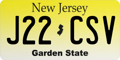 NJ license plate J22CSV