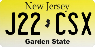 NJ license plate J22CSX