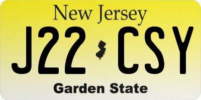 NJ license plate J22CSY