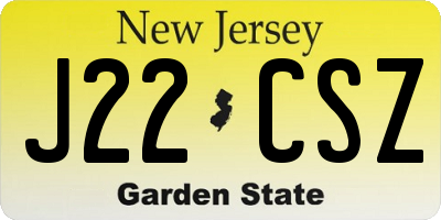 NJ license plate J22CSZ
