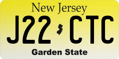 NJ license plate J22CTC