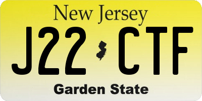 NJ license plate J22CTF