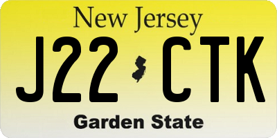 NJ license plate J22CTK