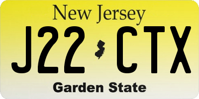 NJ license plate J22CTX