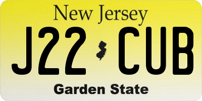 NJ license plate J22CUB