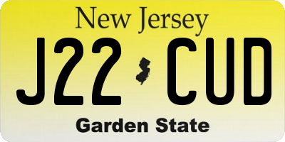 NJ license plate J22CUD
