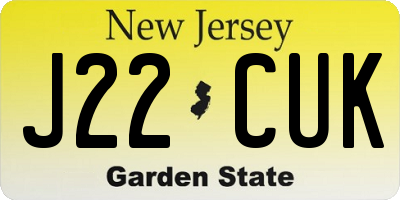NJ license plate J22CUK