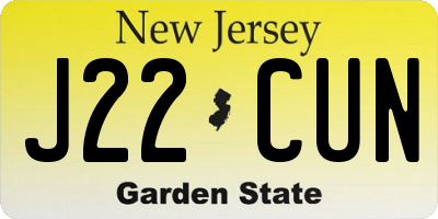 NJ license plate J22CUN