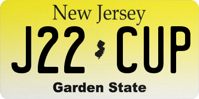 NJ license plate J22CUP