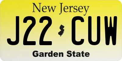 NJ license plate J22CUW