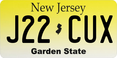 NJ license plate J22CUX