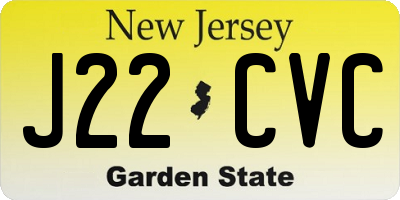 NJ license plate J22CVC