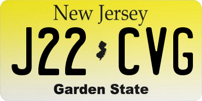 NJ license plate J22CVG