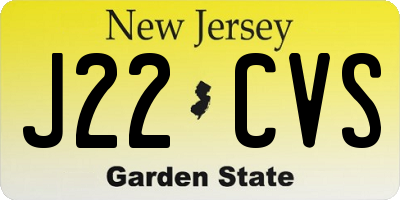 NJ license plate J22CVS