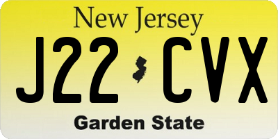 NJ license plate J22CVX