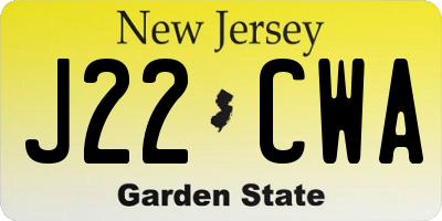 NJ license plate J22CWA