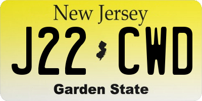 NJ license plate J22CWD