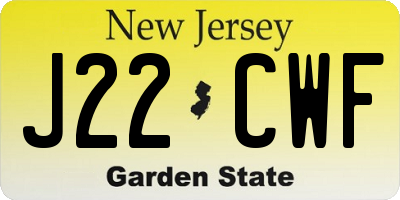 NJ license plate J22CWF