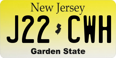 NJ license plate J22CWH