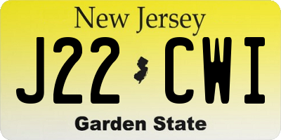 NJ license plate J22CWI