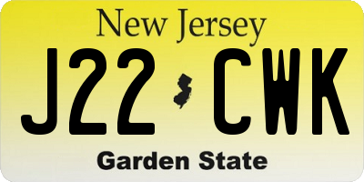 NJ license plate J22CWK