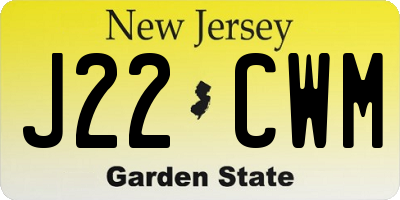 NJ license plate J22CWM