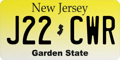 NJ license plate J22CWR