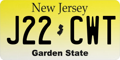 NJ license plate J22CWT